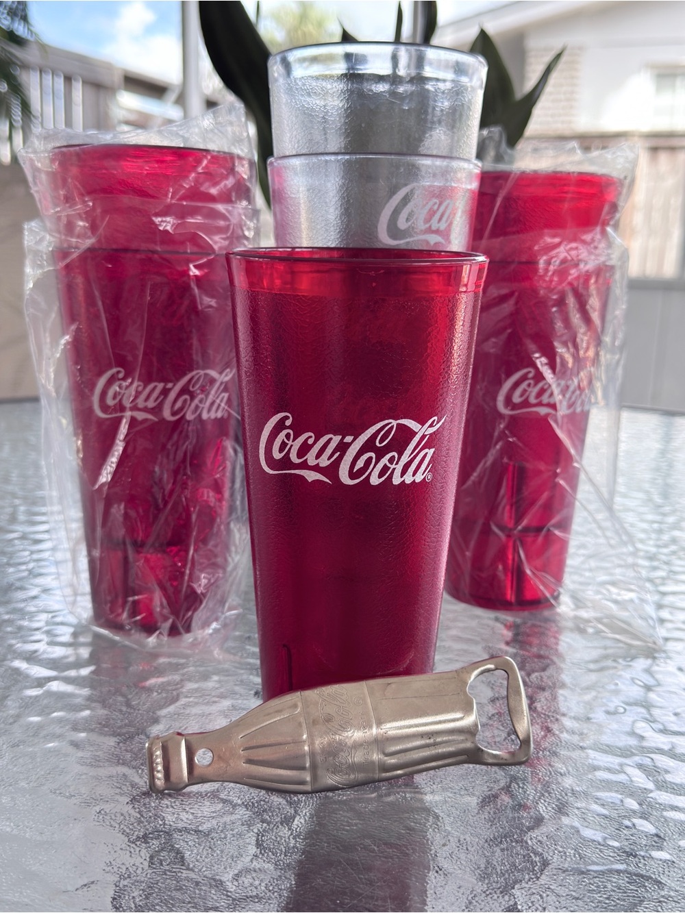 Coca Cola Red Plastic Tumbler Cup - Set of 4